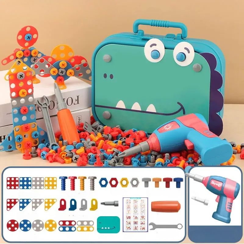 3D Construction Set – Portable Case with Toy Drill & Blocks