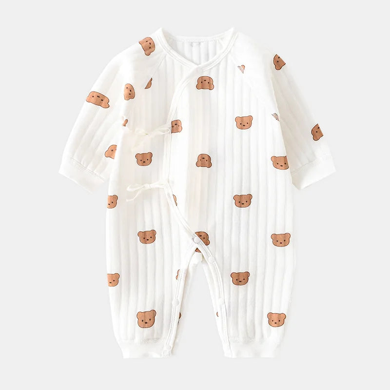 Baby Unisex Cotton Romper – Soft Comfort with Bear Emblem