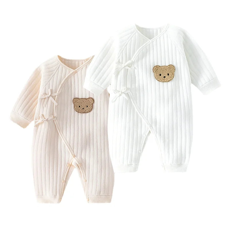 Baby Unisex Cotton Romper – Soft Comfort with Bear Emblem