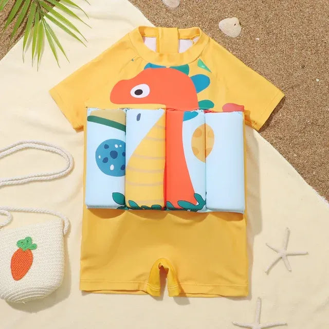 Kids Buoyancy Swimsuit with Float Support and Printed Sea Creature