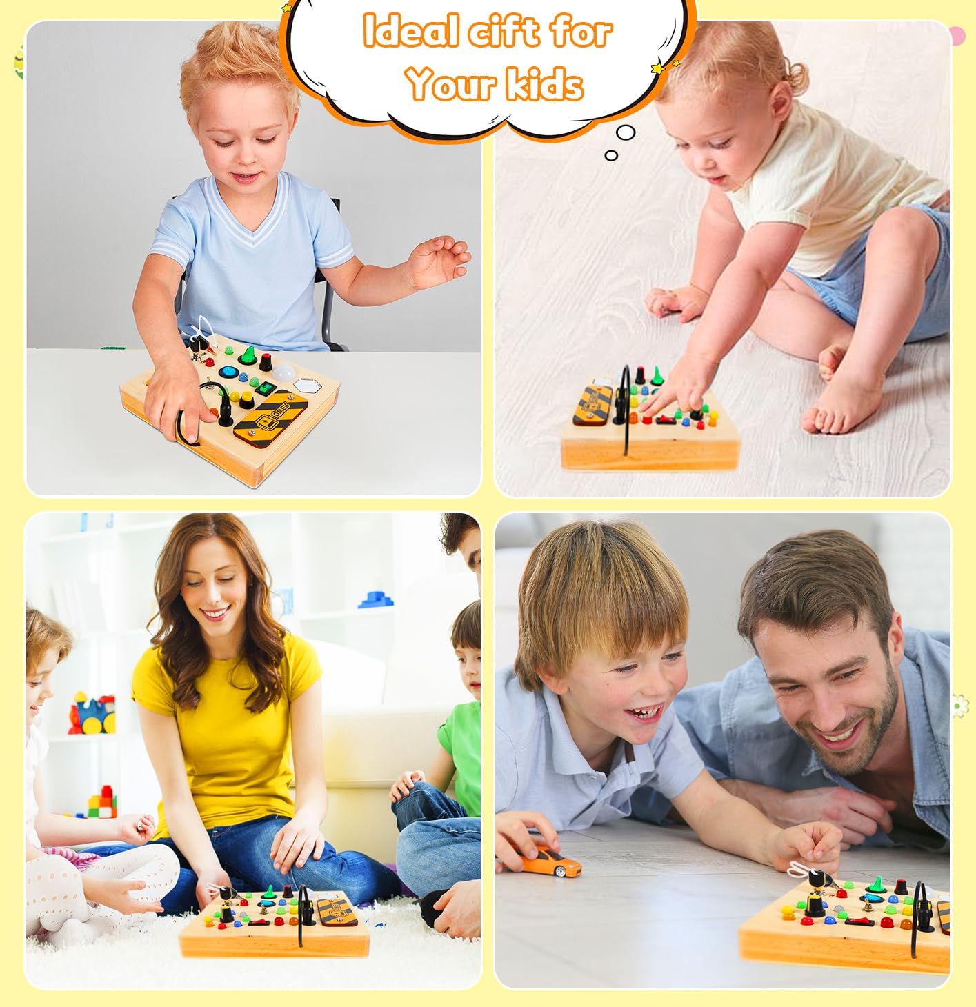 LED Busy Board – 12 Light-Up Buttons with Mirror Play