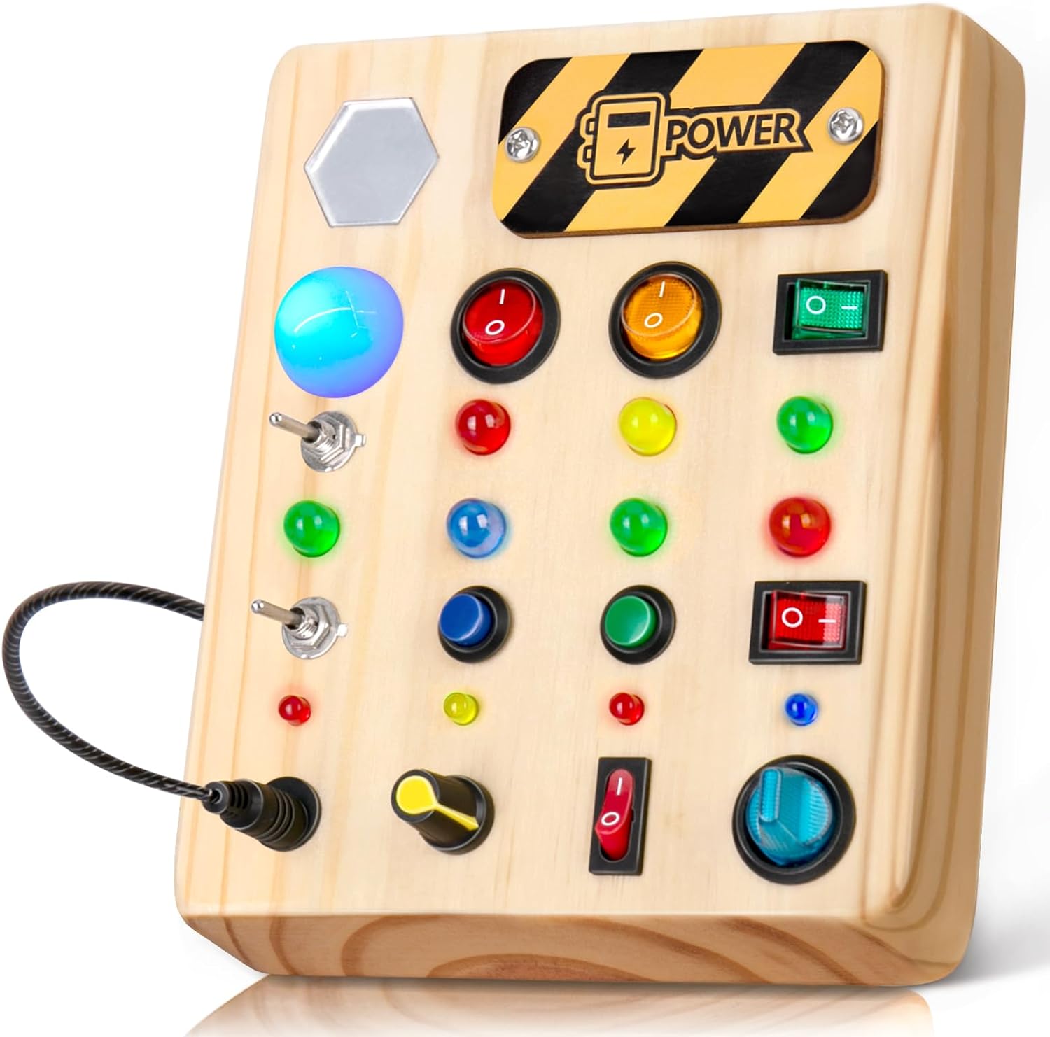 LED Busy Board – 12 Light-Up Buttons with Mirror Play
