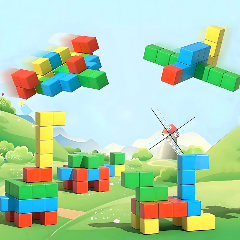 Magnetic Puzzle Cube Toy with Color Matching for Kids
