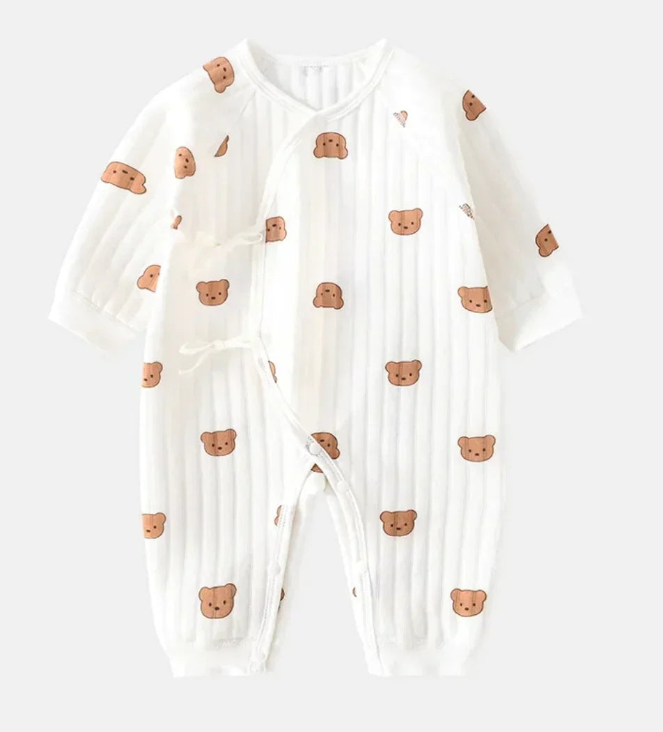 Baby Unisex Cotton Romper – Soft Comfort with Bear Emblem
