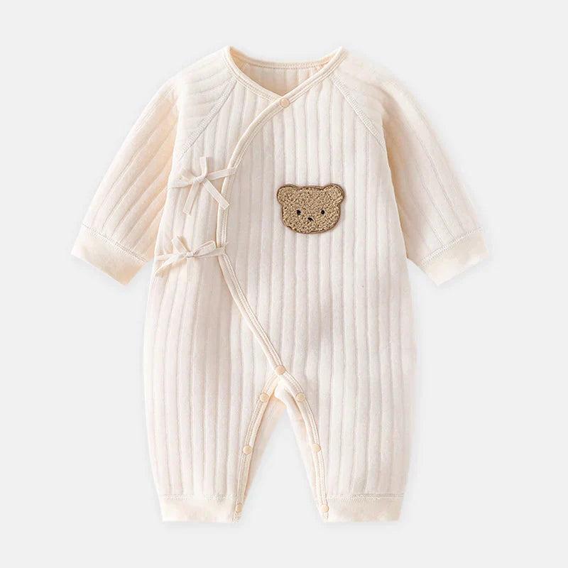 Baby Unisex Cotton Romper – Soft Comfort with Bear Emblem