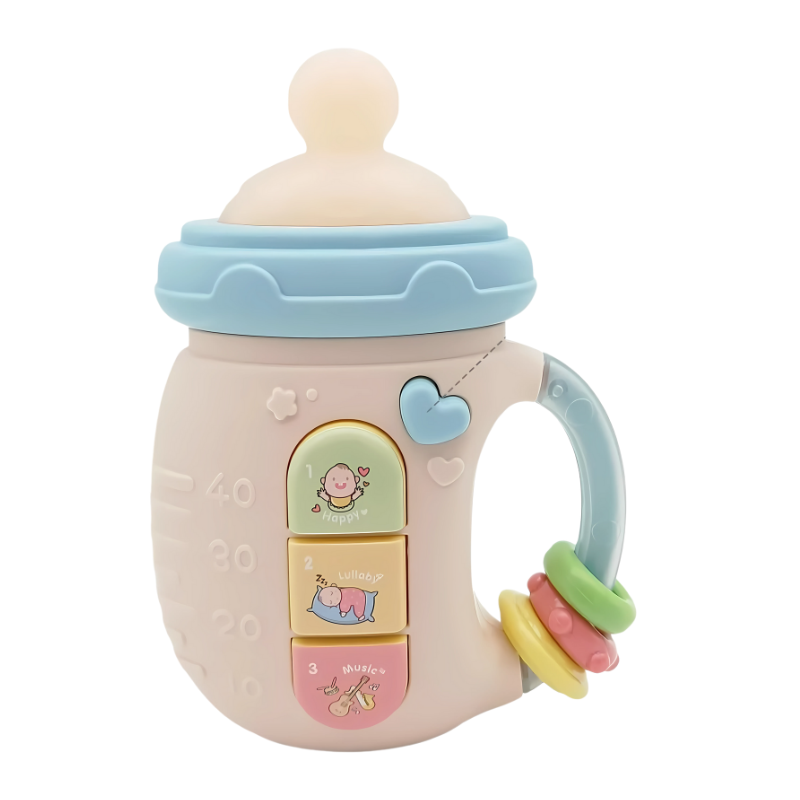 Baby Bottle Teething Toy with Lights - Shake Rattle for Babies