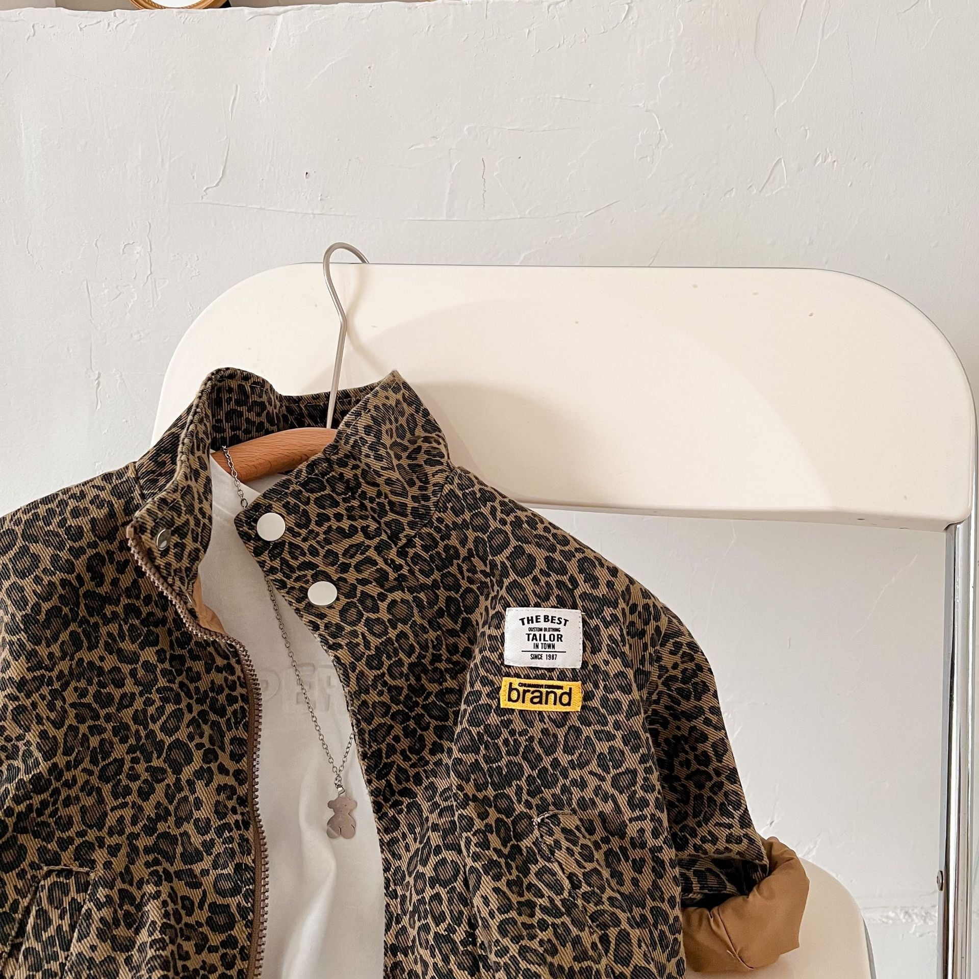 Kids Leopard Print Jacket with Soft Breathable Zipper