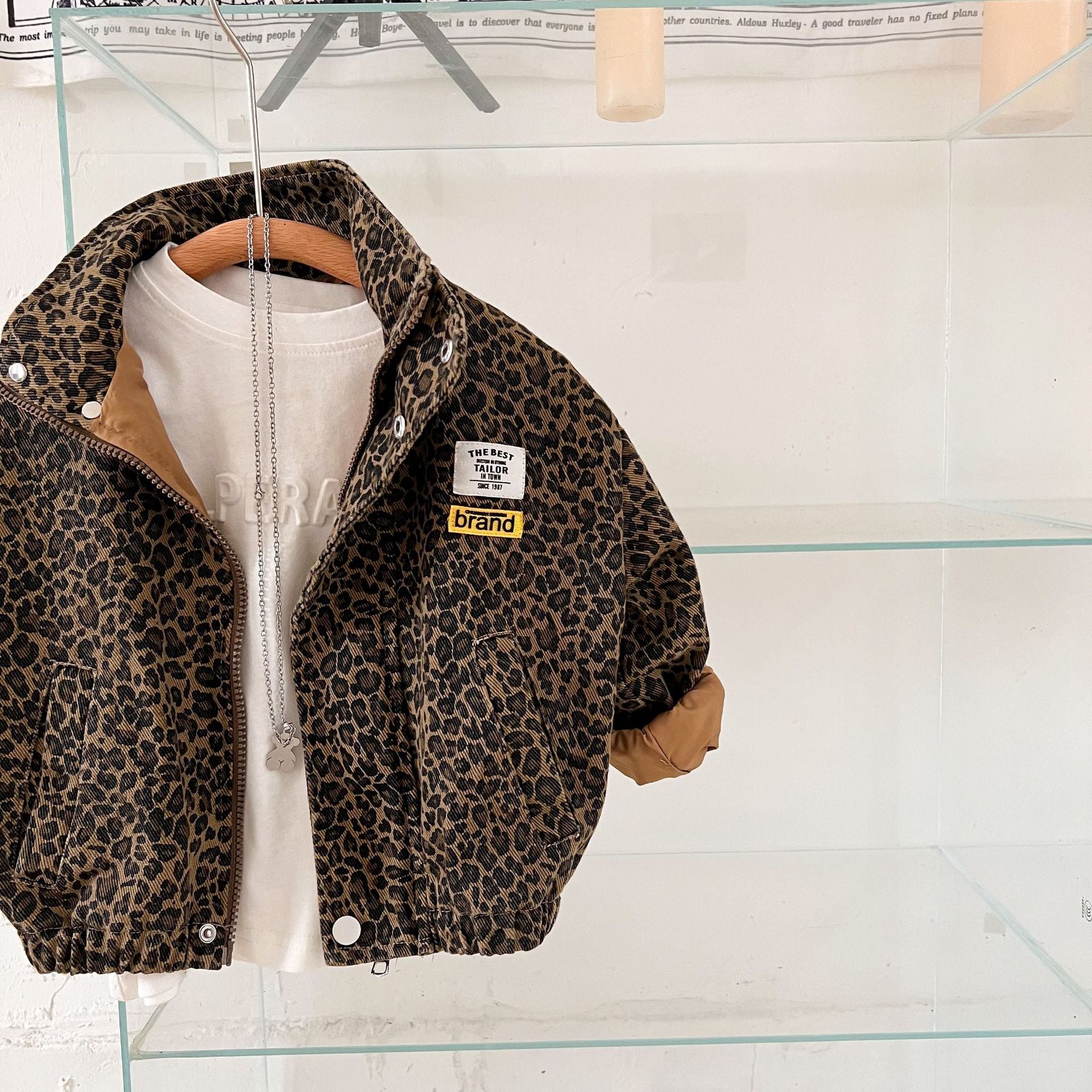 Kids Leopard Print Jacket with Soft Breathable Zipper