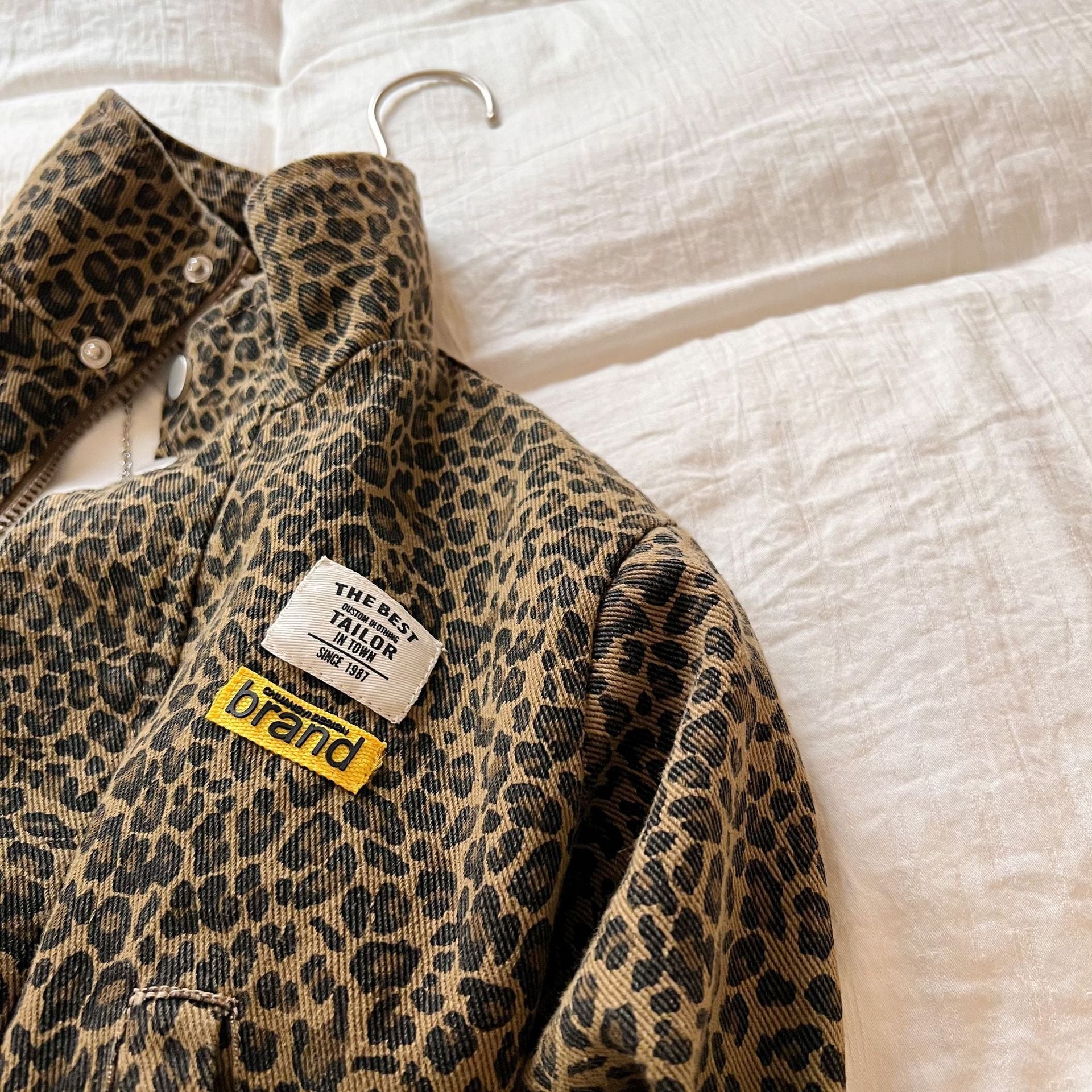 Kids Leopard Print Jacket with Soft Breathable Zipper