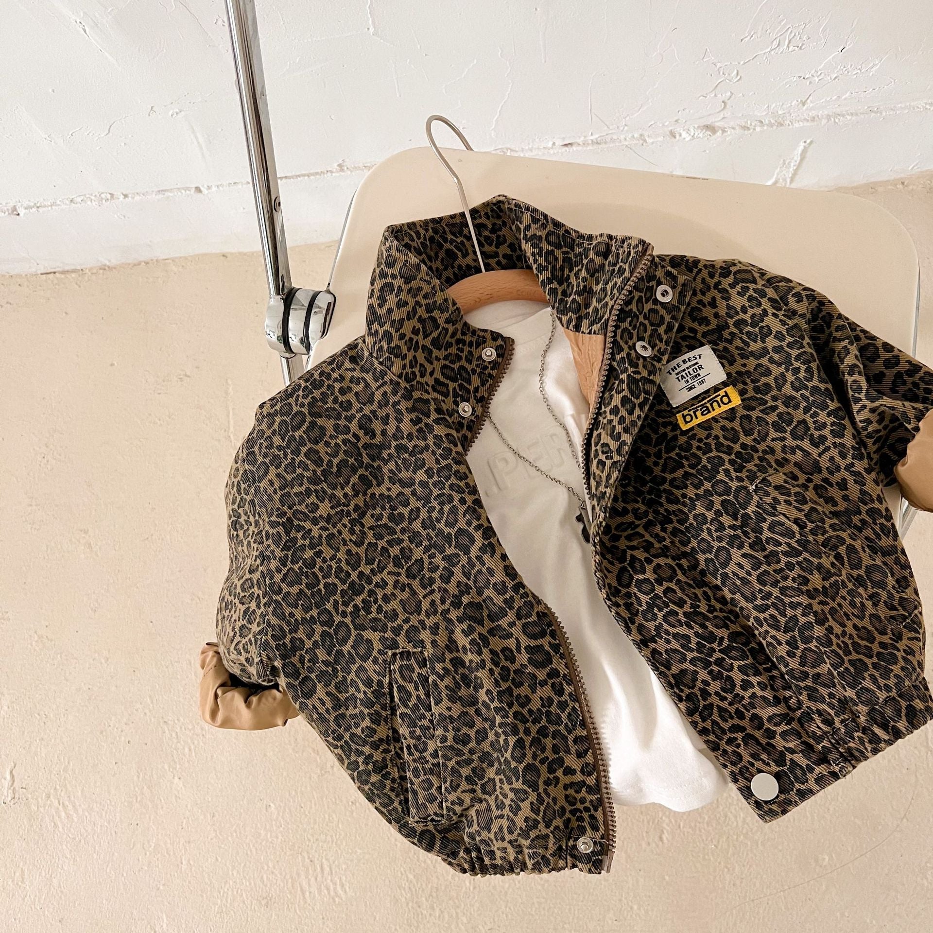 Kids Leopard Print Jacket with Soft Breathable Zipper