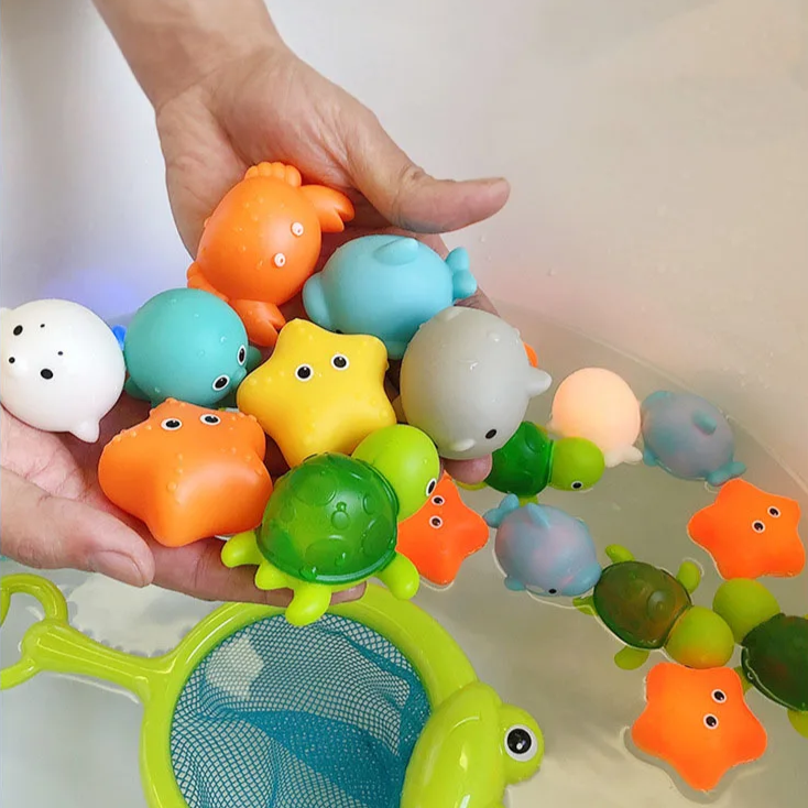 Light-Up Bath Toy Set with Water-Activated LED Lights for Kids