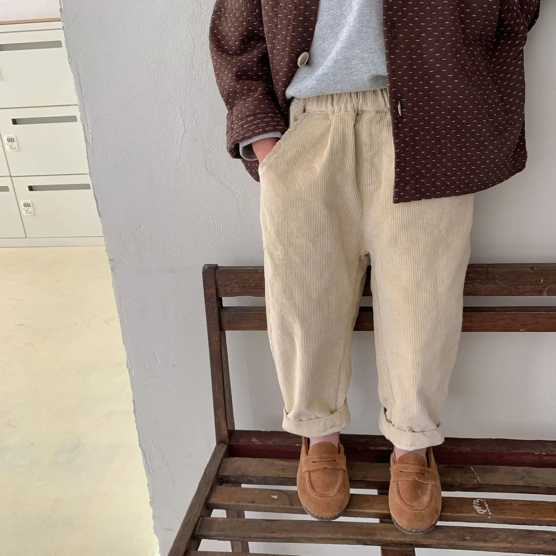 Corduroy Pants for Kids with Elastic Waist