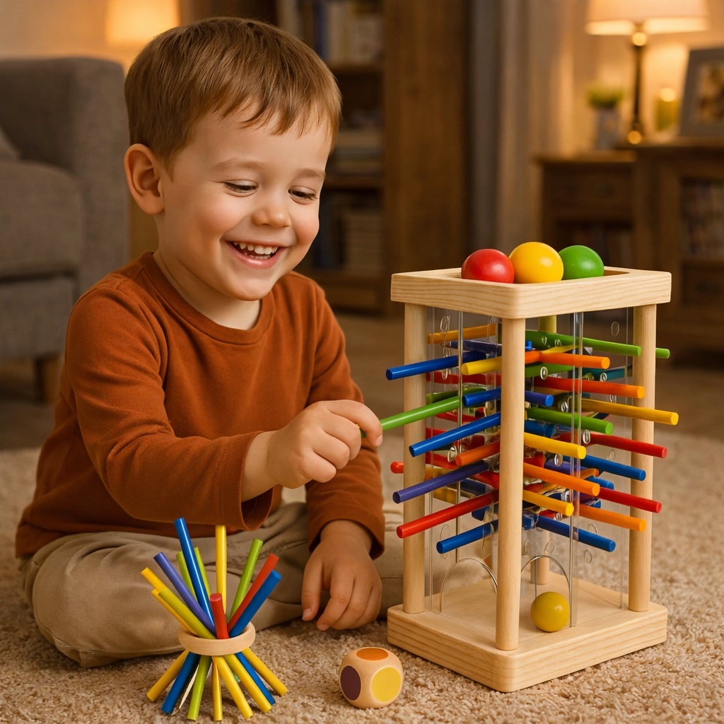 Wooden Ball Stick Game – Tabletop Turn-Based Play for Kids