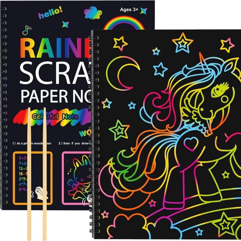 Rainbow Scratch Art Paper with Wooden Stylus