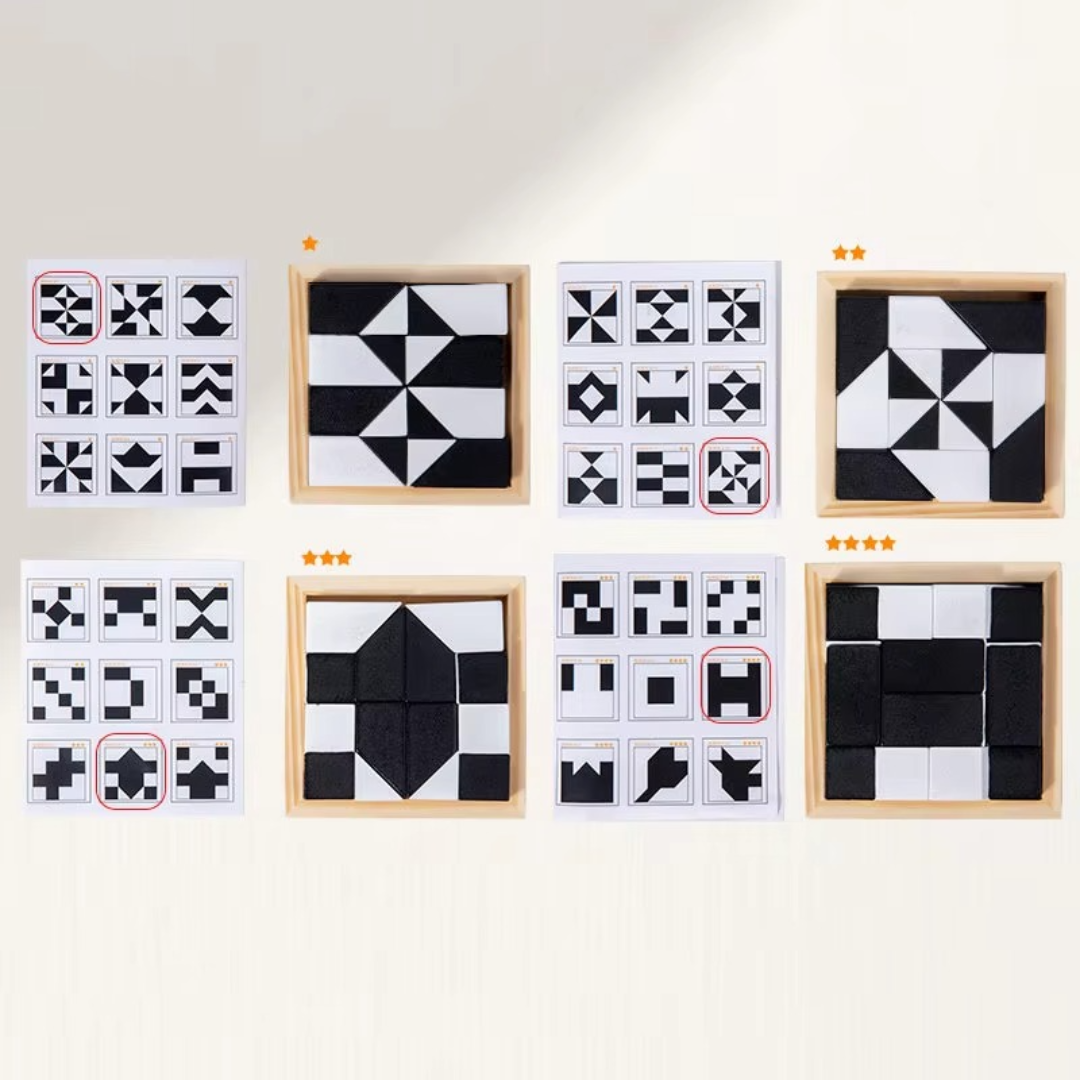 Compact Logic Puzzle with Double-Color Pieces for Travel