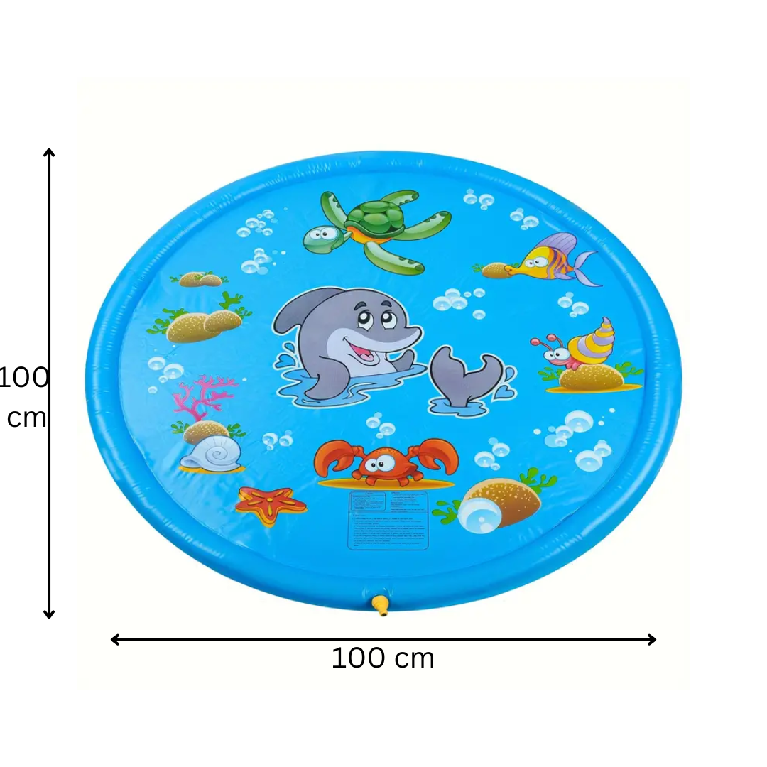 Inflatable Water Fountain Pad with Sprinkler and Printed Animals