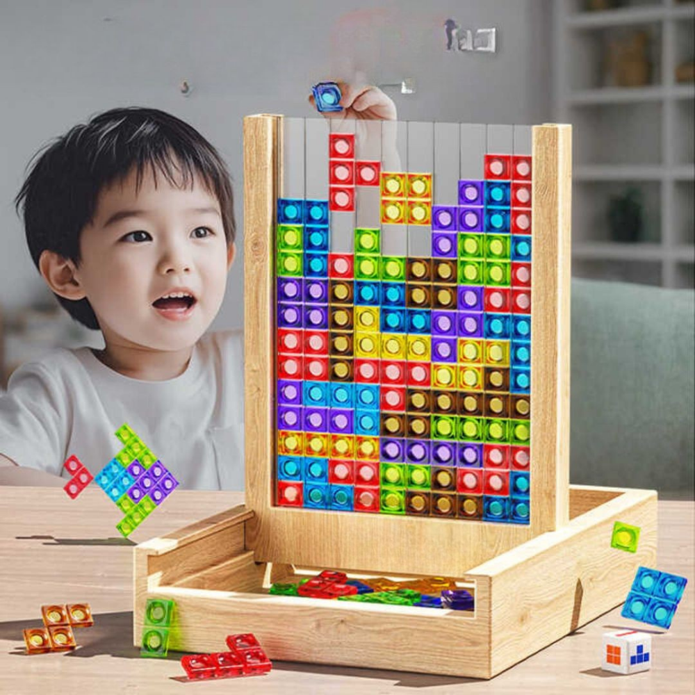 Wooden Puzzle Board with Color Pieces