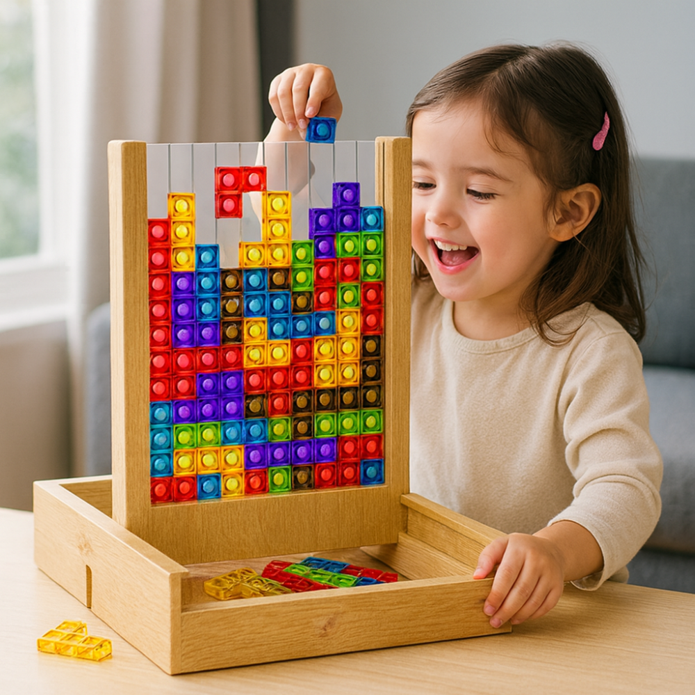 Wooden Puzzle Board with Color Pieces