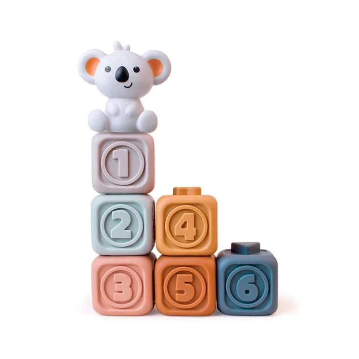 Silicone Building Blocks and Stacking Tower for Baby Development