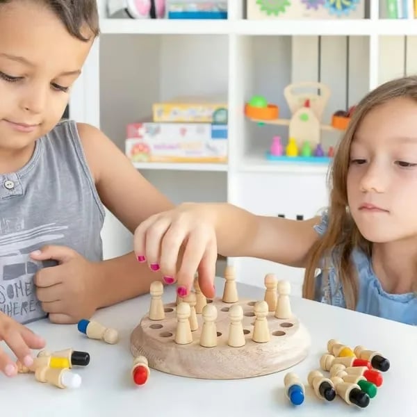 Wooden Memory Game – Color Peg Board Cognitive Toy