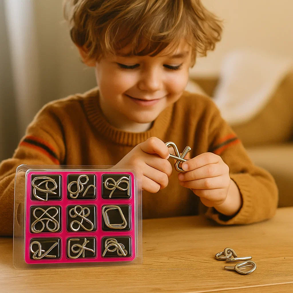 Metal Brain Teaser Puzzles with 36 Logic Challenges for Kids