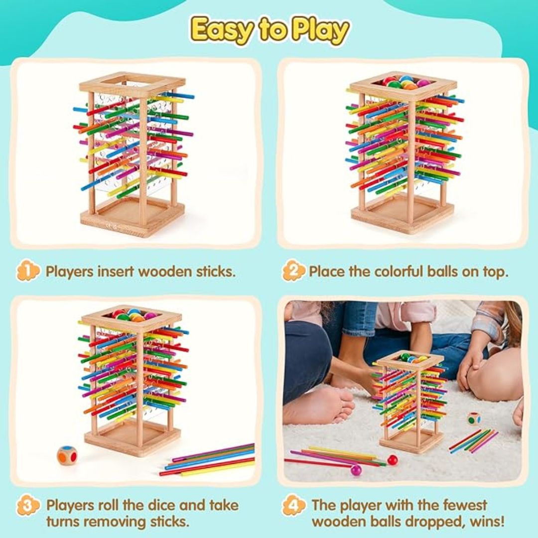 Wooden Ball Stick Game – Tabletop Turn-Based Play for Kids