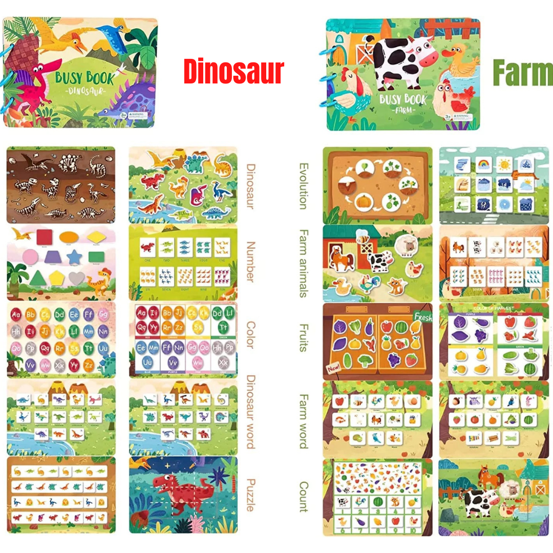 Montessori Matching and Puzzle Busy Book with Learning Activities