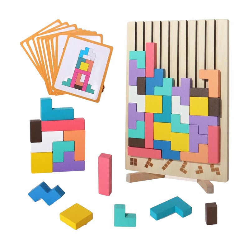 Tetris Puzzle Board Game with Color Blocks