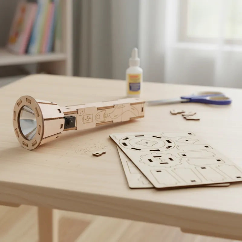 DIY Wooden Flashlight Kit with Assembly Parts