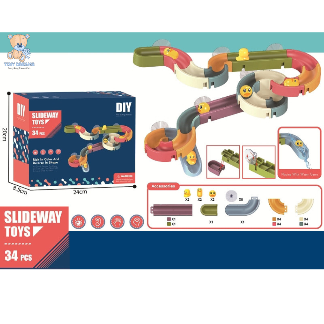 Sliding Duck Bath Toy with Water Track