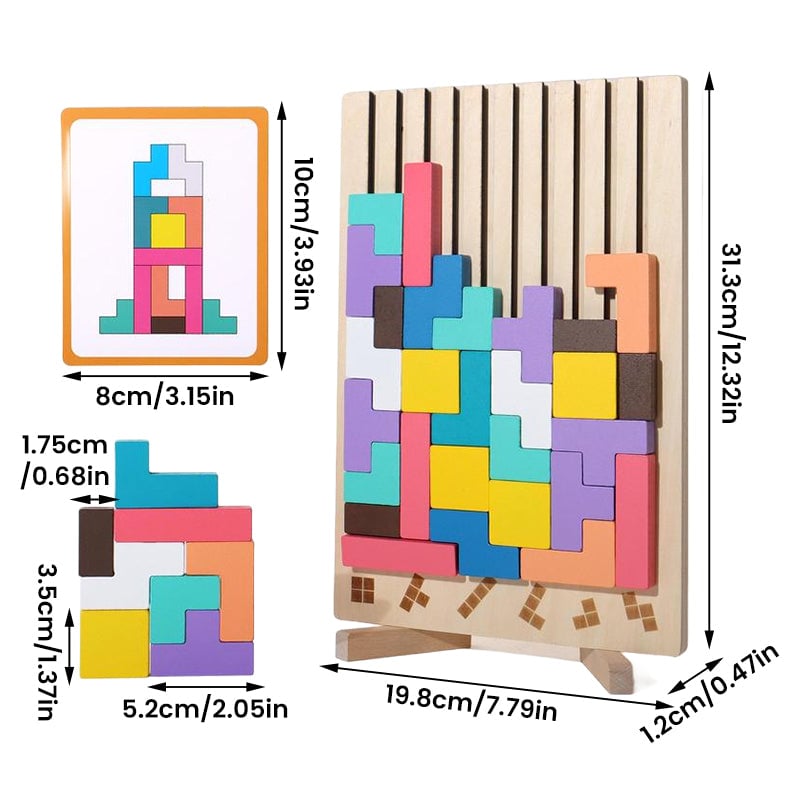 Tetris Puzzle Board Game with Color Blocks
