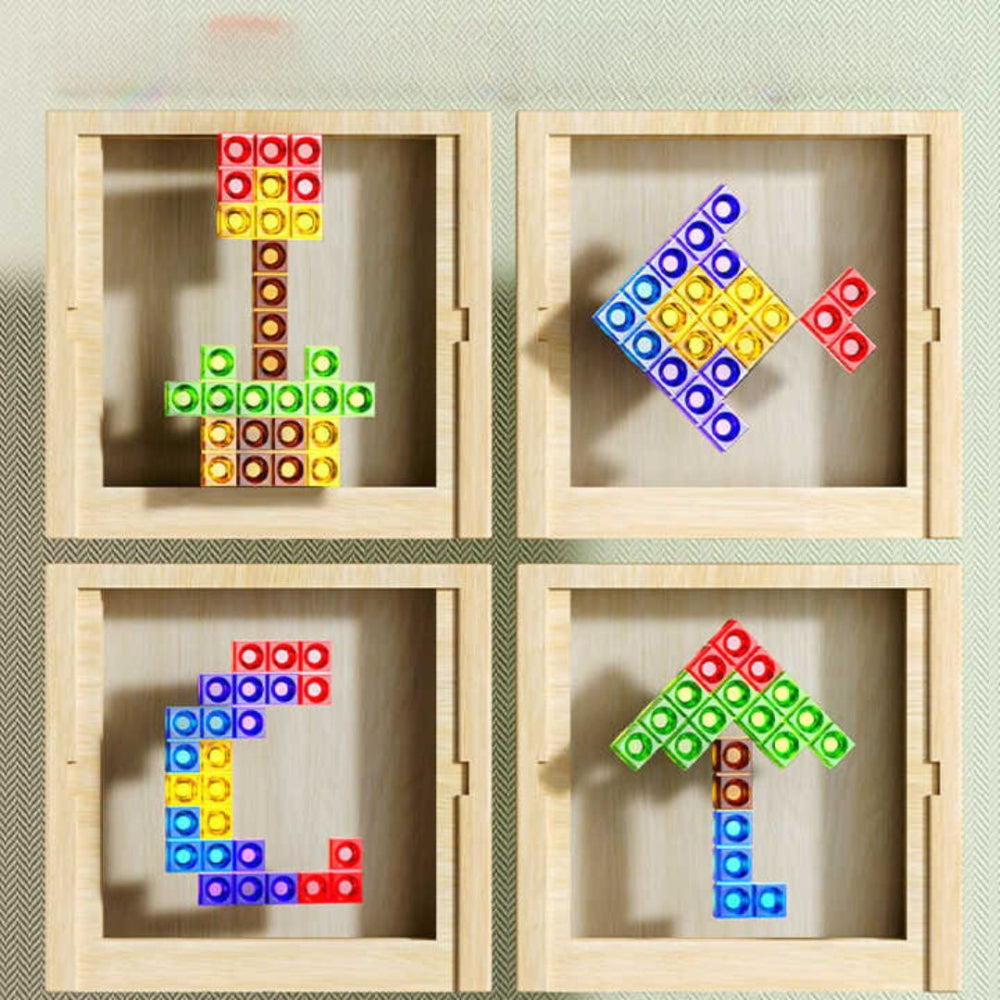 Wooden Puzzle Board with Color Pieces