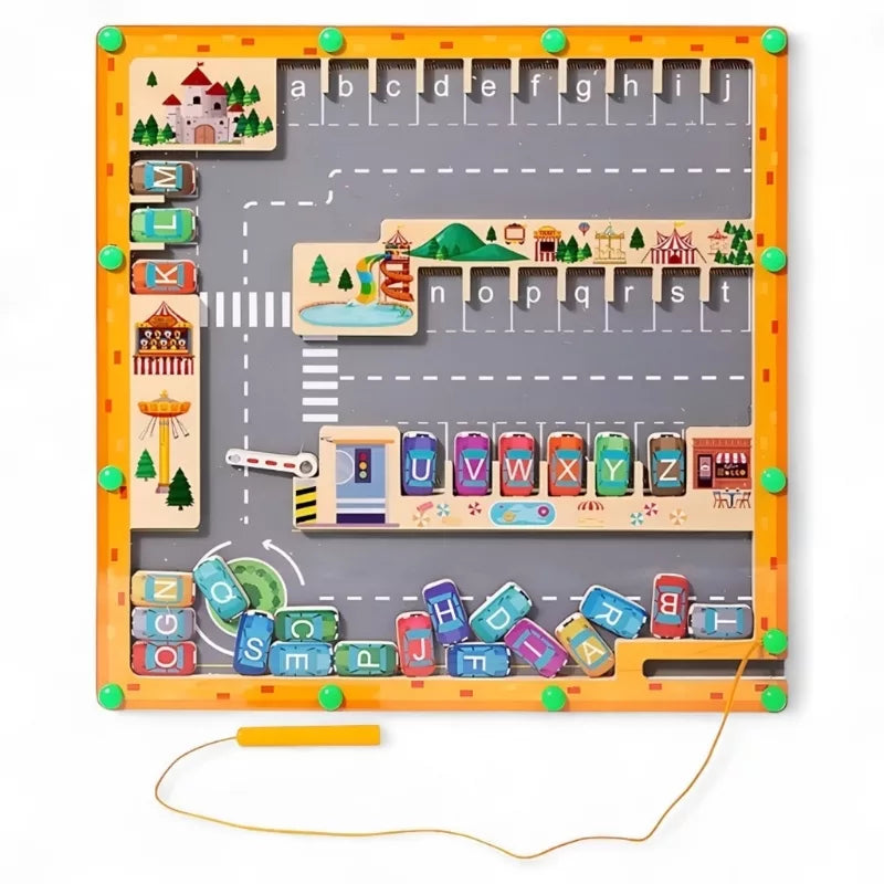 Montessori Magnetic Alphabet Maze for Kids - Wooden Fine Motor Skills