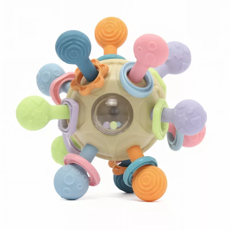 Silicone Teether Rattle Ball for Baby - Baby Grasping Toy