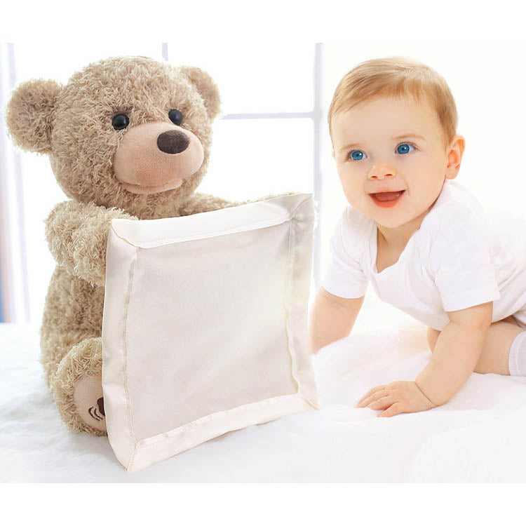Interactive Peek-A-Boo Teddy – Plush Voice Toy for Tummy Time