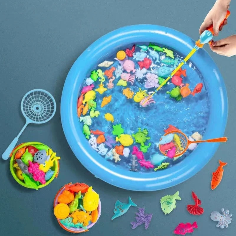 Inflatable and Magnetic Fishing Game with Rods for Kids