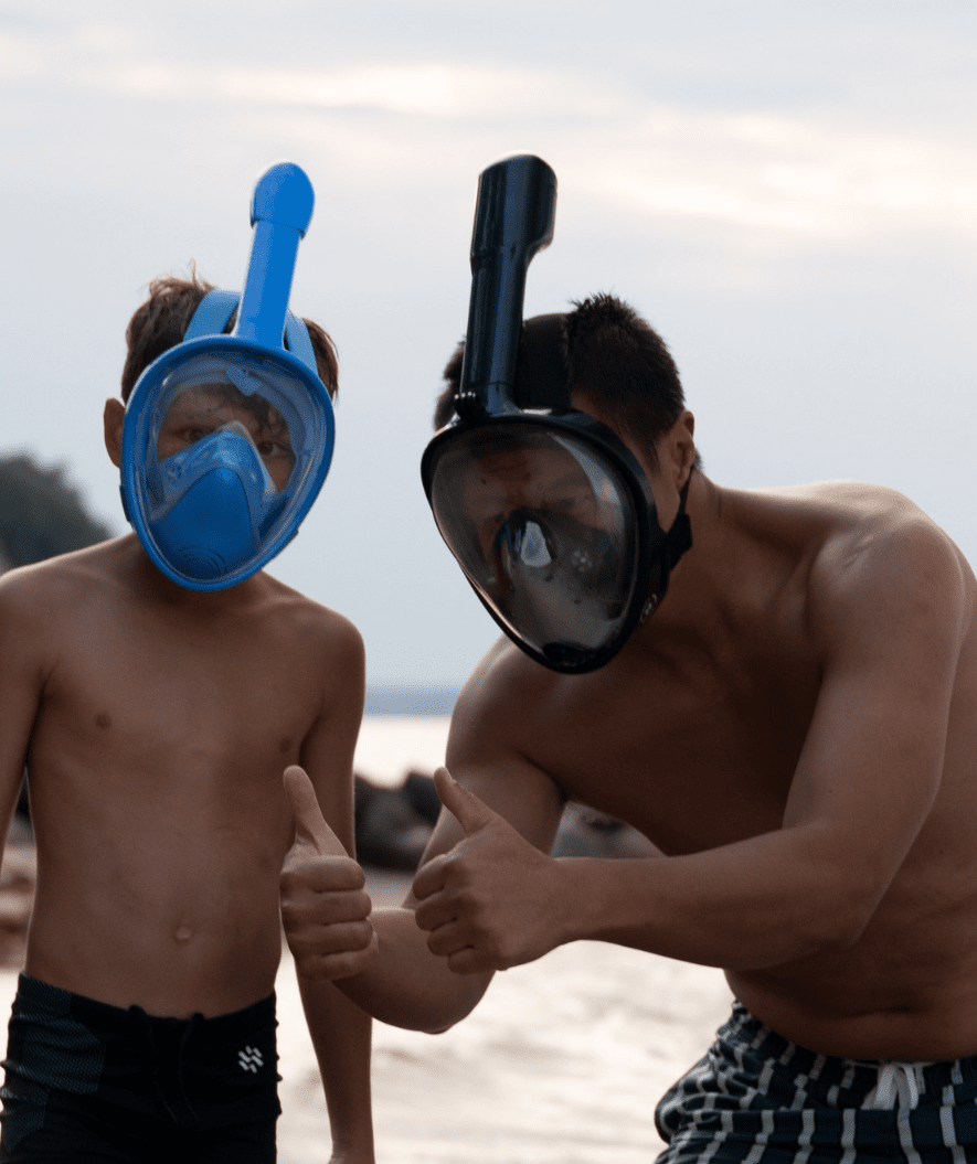 Snorkel Full Face Mask with Waterproof and 180° Visibility