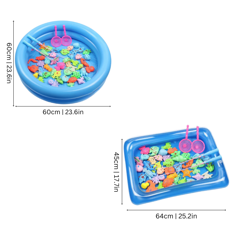 Inflatable and Magnetic Fishing Game with Rods for Kids