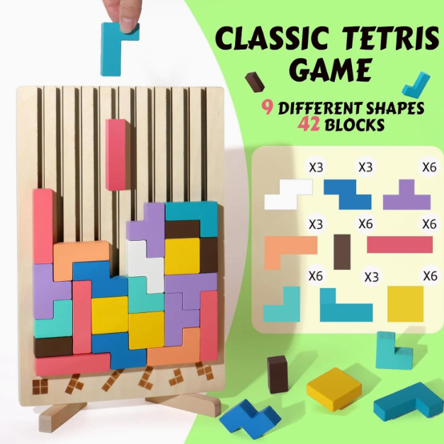 Tetris Puzzle Board Game with Color Blocks