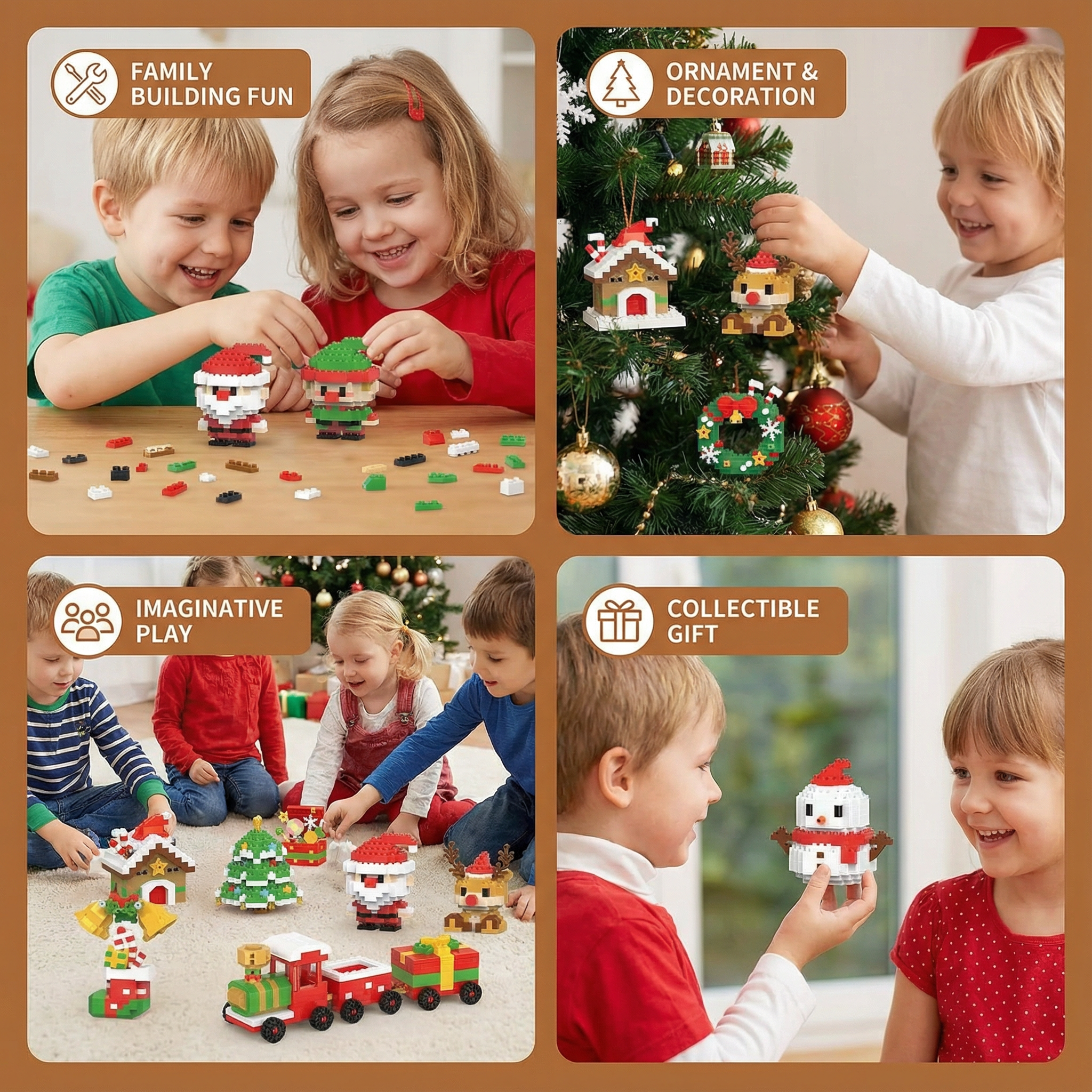 Christmas Building Block Figures – Santa & Festive Decor Craft
