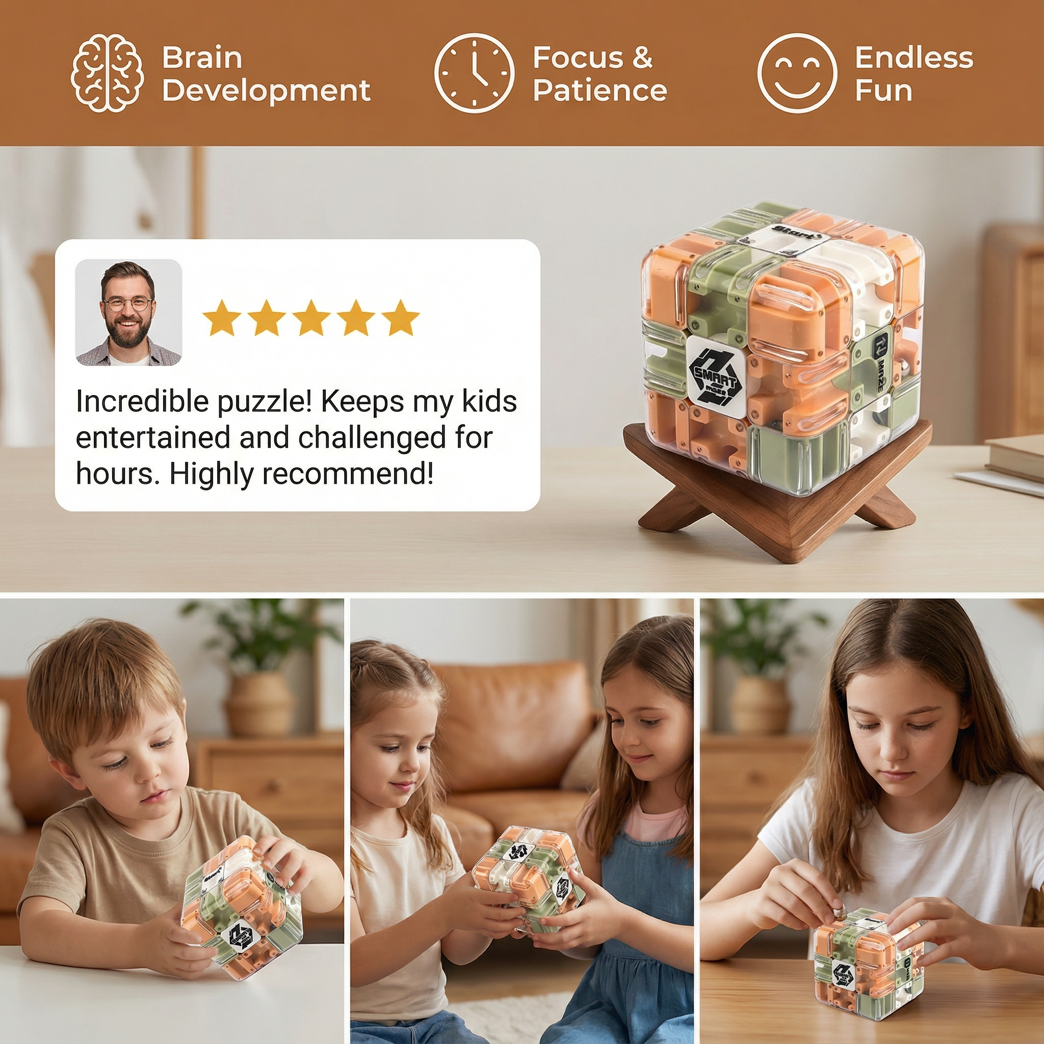 3D Labyrinth Puzzle Cube – Portable Brain Teaser for All Ages